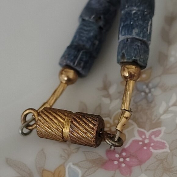 Vtg Santo Blue Orange Natural Heishi Coral Kewa Pueblo Native American Necklace - Picture 5 of 9